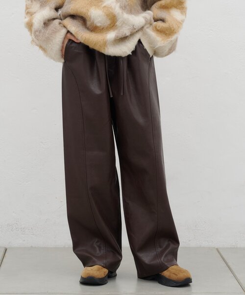 CIAOPANIC TYPY（チャオパニックティピー）の「∴フェイクレザー切替ワイドイージーパンツ（その他パンツ・レディース・ブラウン/ブラック/アイボリー・MEDIUM/SMALL/LARGE）」の13枚目の写真