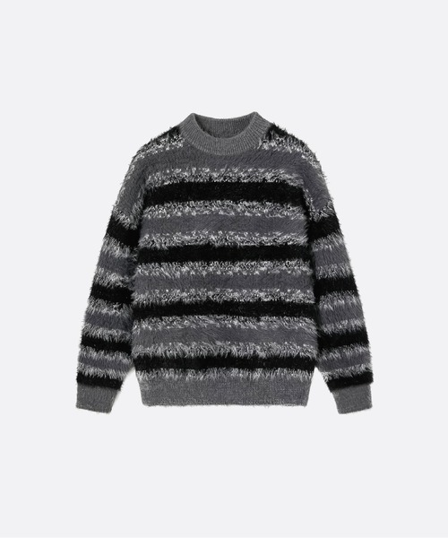 U:UME（ユーム）の「Mohair Contrast Stripe Sweater（ニット/セーター・メンズ・レッド/ブラック・MEDIUM/LARGE/X-LARGE/XX-LARGE）」の2枚目の写真
