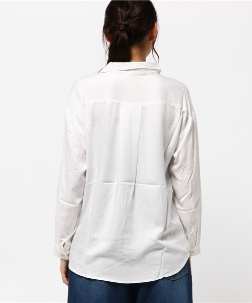 VENCEEXCHANGE（ヴァンスエクスチェンジ）の「レーヨンスキッパーシャツ  （シャツ/ブラウス・レディース・レンガ/オフホワイト/ダークグリーン・MEDIUM）」の8枚目の写真