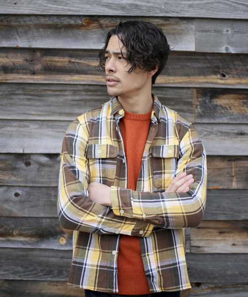 Denime（ドゥニーム）の「ヘビーフランネルワークシャツ（シャツ/ブラウス・メンズ・イエロー系その他3/ブラウン系その他2/レッド系その他2/ブルー系その他2・X-LARGE/LARGE/MEDIUM）」の3枚目の写真