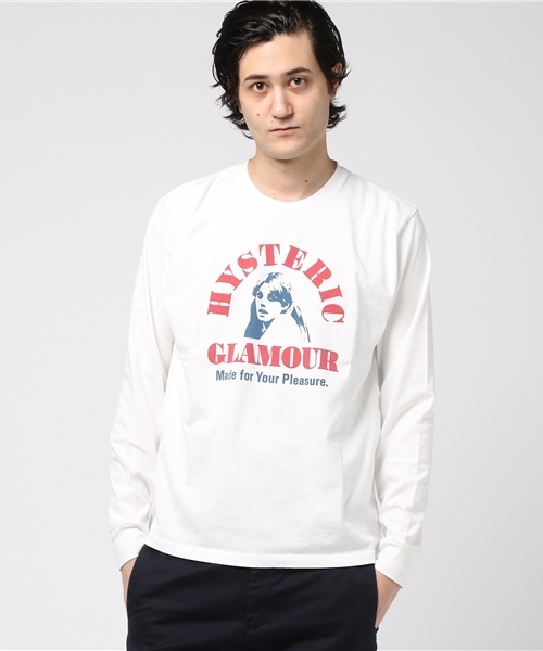 HYSTERIC GLAMOUR（ヒステリックグラマー）の「HYS PLEASURE pt リブ付T-SH（Tシャツ/カットソー・メンズ・ホワイト/ネイビー/ブラック・SMALL/MEDIUM/LARGE）」の4枚目の写真