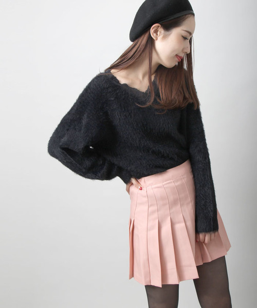 WEGO（ウィゴー）の「WEGO/無地プリーツミニスカート（スカート・レディース・ブラック/ライトピンク/ライトイエロー/ホワイト/レッド/ネイビー/グレー・FREE）」の6枚目の写真