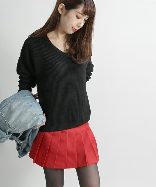 WEGO（ウィゴー）の「WEGO/無地プリーツミニスカート（スカート・レディース・ブラック/ライトピンク/ライトイエロー/ホワイト/レッド/ネイビー/グレー・FREE）」の7枚目の写真