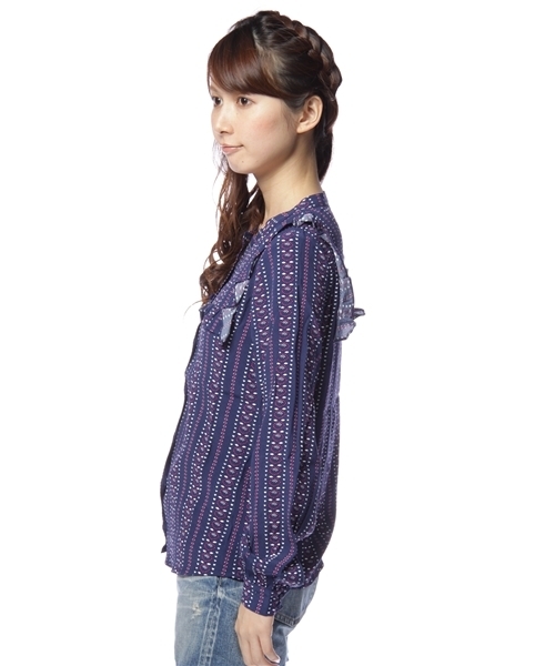 MILKFED.（ミルクフェド）の「VINTAGE FLORAL TOP（シャツ/ブラウス・レディース・ネイビー/ピンク・X-SMALL/SMALL）」の3枚目の写真