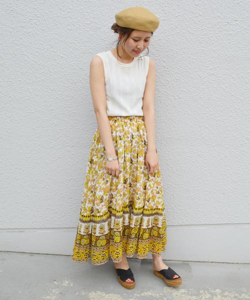 Khaju(カージュ)の「Khaju:プリントスカート◇(スカート・レディース・イエロー/パープル・ONE SIZE)」の4枚目の写真