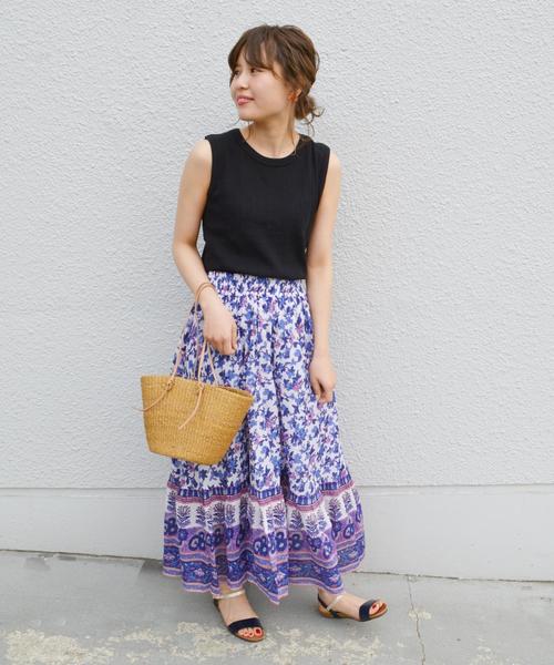 Khaju(カージュ)の「Khaju:プリントスカート◇(スカート・レディース・イエロー/パープル・ONE SIZE)」の6枚目の写真