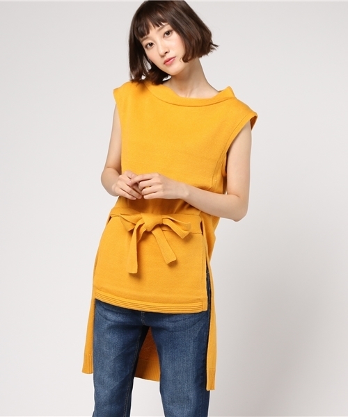 PEGGY LANA（ペギーラナ）の「West Ribbon Knit Tunic（ニット/セーター・レディース・アイボリー/イエロー/ネイビー・FREE）」の3枚目の写真