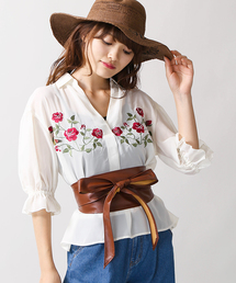 WEGO | WEGO/刺繍スキッパーシャツ(シャツ/ブラウス)