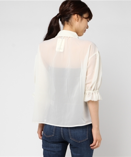 WEGO(ウィゴー)の「WEGO/フラワー刺繍スキッパーシャツ(シャツ/ブラウス・レディース・ダークグリーン/ホワイト/ピンク系その他・FREE)」の9枚目の写真