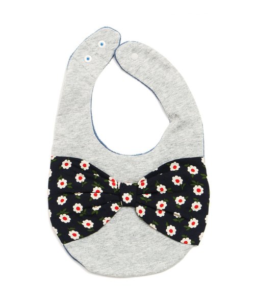 apres les cours（アプレレクール）の「花柄スタイ（スタイ/よだれかけ・キッズ・グレー/レッド・90）」の2枚目の写真