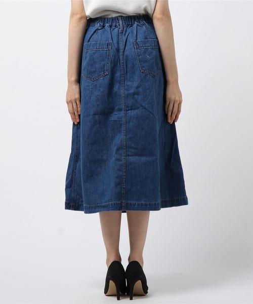 LBC(エルビーシー)の「デニム前ボタンロングスカート(デニムスカート・レディース・ネイビー/ブルー・LARGE/MEDIUM)」の3枚目の写真