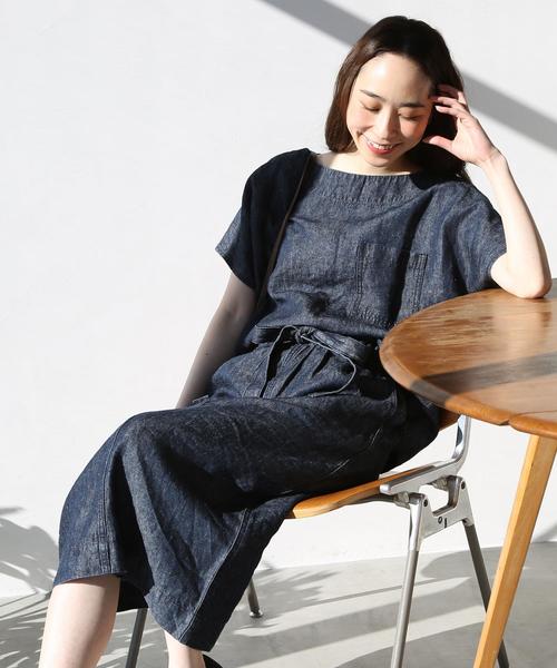 coen（コーエン）の「フレンチリネンデニムブラウス（シャツ/ブラウス・レディース・ネイビー/コバルトブルー・FREE）」の20枚目の写真