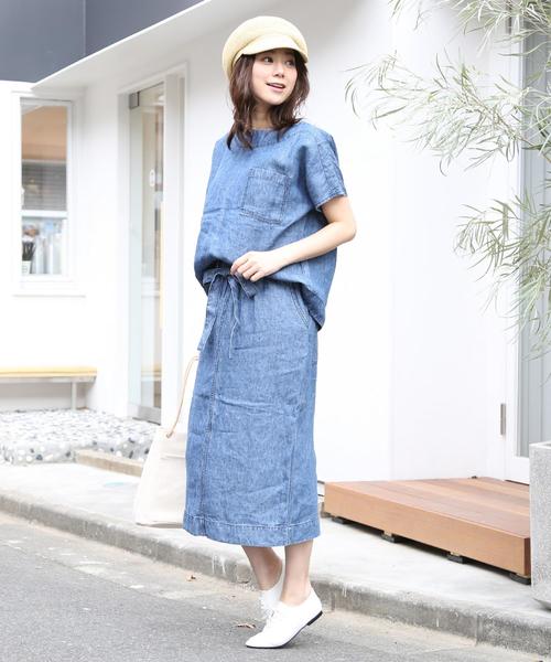 coen（コーエン）の「フレンチリネンデニムブラウス（シャツ/ブラウス・レディース・ネイビー/コバルトブルー・FREE）」の11枚目の写真