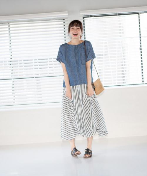 coen（コーエン）の「フレンチリネンデニムブラウス（シャツ/ブラウス・レディース・ネイビー/コバルトブルー・FREE）」の7枚目の写真