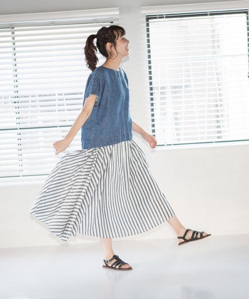 coen（コーエン）の「フレンチリネンデニムブラウス（シャツ/ブラウス・レディース・ネイビー/コバルトブルー・FREE）」の6枚目の写真