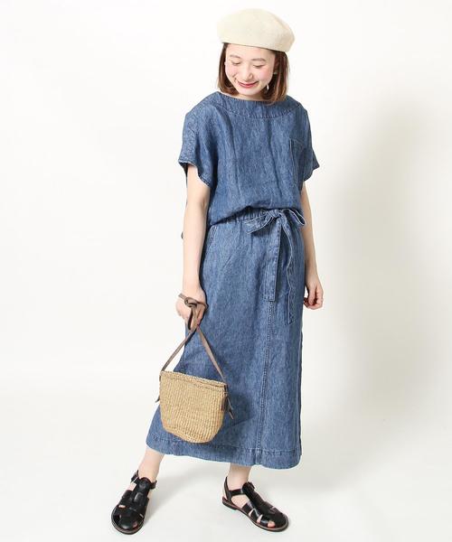 coen（コーエン）の「フレンチリネンデニムブラウス（シャツ/ブラウス・レディース・ネイビー/コバルトブルー・FREE）」の5枚目の写真