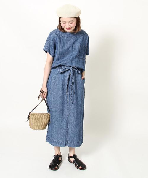 coen（コーエン）の「フレンチリネンデニムブラウス（シャツ/ブラウス・レディース・ネイビー/コバルトブルー・FREE）」の3枚目の写真
