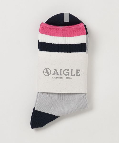 AIGLE（エーグル）の「DFTラインロングソックス（ソックス/靴下・レディース・グレー/オフホワイト/ダークネイビー/ネイビー/スカイブルー・MEDIUM/LARGE）」の6枚目の写真