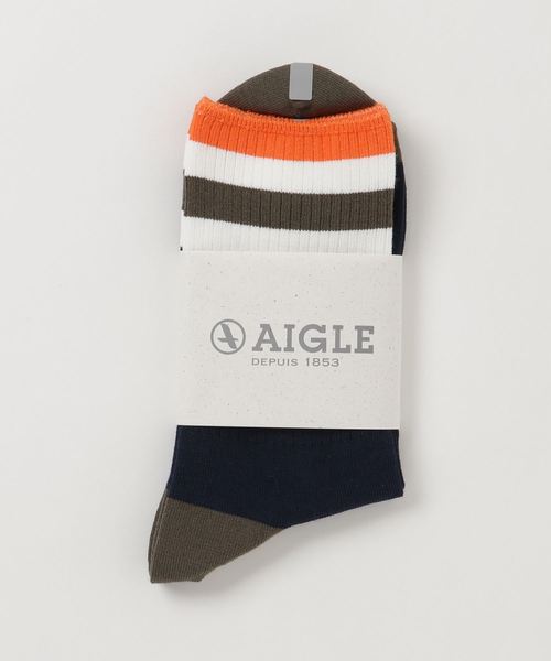 AIGLE（エーグル）の「DFTラインロングソックス（ソックス/靴下・レディース・グレー/オフホワイト/ダークネイビー/ネイビー/スカイブルー・MEDIUM/LARGE）」の7枚目の写真