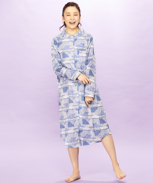 Une Nana Cool ウンナナクール の ダブルガーゼ パッチワーク ワンピースパジャマ ルームウェア パジャマ Wear