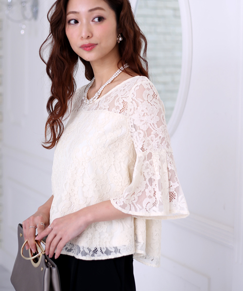 Bou Jeloud(ブージュルード)の「【WEB限定】結婚式◇パーティー◇コンサート◇入卒式etc レースレイヤードトップス セットアップ(セットアップ・レディース・ブラック/ネイビー/A・FREE)」の16枚目の写真