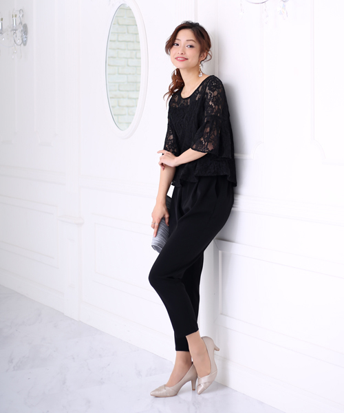 Bou Jeloud(ブージュルード)の「【WEB限定】結婚式◇パーティー◇コンサート◇入卒式etc レースレイヤードトップス セットアップ(セットアップ・レディース・ブラック/ネイビー/A・FREE)」の9枚目の写真