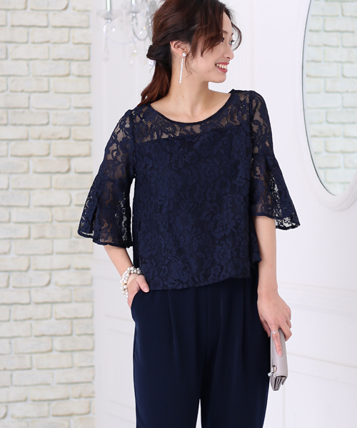 Bou Jeloud(ブージュルード)の「【WEB限定】結婚式◇パーティー◇コンサート◇入卒式etc レースレイヤードトップス セットアップ(セットアップ・レディース・ブラック/ネイビー/A・FREE)」の13枚目の写真