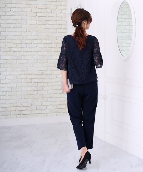 Bou Jeloud(ブージュルード)の「【WEB限定】結婚式◇パーティー◇コンサート◇入卒式etc レースレイヤードトップス セットアップ(セットアップ・レディース・ブラック/ネイビー/A・FREE)」の11枚目の写真