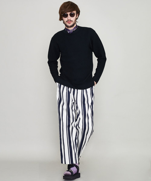 UNITED TOKYO(ユナイテッドトウキョウ)の「マルチストライプワンタックワイドパンツ(その他パンツ・メンズ・ネイビー/ベージュ・3/1/2)」の5枚目の写真