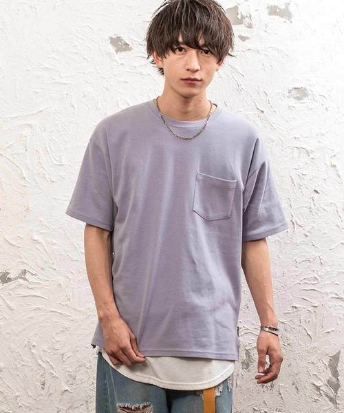 MinoriTY（マイノリティ）の「ポンチ素材サイドジップビックシルエットＴシャツ カットソー ルーズ（Tシャツ/カットソー・メンズ・グレー/ネイビー/ラベンダー/ピンク/オフホワイト/ブラック・M/L）」の5枚目の写真