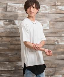 MinoriTY | ポンチ素材サイドジップビックシルエットＴシャツ カットソー ルーズ(Tシャツ/カットソー)