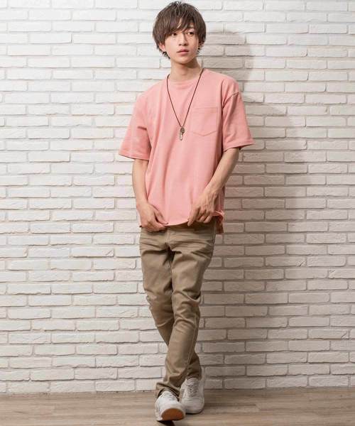 MinoriTY（マイノリティ）の「ポンチ素材サイドジップビックシルエットＴシャツ カットソー ルーズ（Tシャツ/カットソー・メンズ・グレー/ネイビー/ラベンダー/ピンク/オフホワイト/ブラック・M/L）」の12枚目の写真