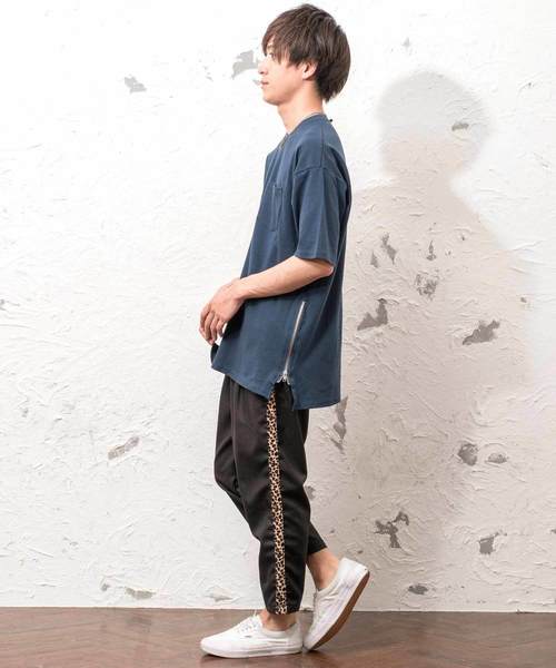 MinoriTY（マイノリティ）の「ポンチ素材サイドジップビックシルエットＴシャツ カットソー ルーズ（Tシャツ/カットソー・メンズ・グレー/ネイビー/ラベンダー/ピンク/オフホワイト/ブラック・M/L）」の13枚目の写真