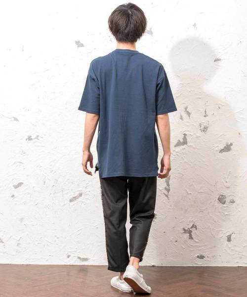 MinoriTY（マイノリティ）の「ポンチ素材サイドジップビックシルエットＴシャツ カットソー ルーズ（Tシャツ/カットソー・メンズ・グレー/ネイビー/ラベンダー/ピンク/オフホワイト/ブラック・M/L）」の14枚目の写真