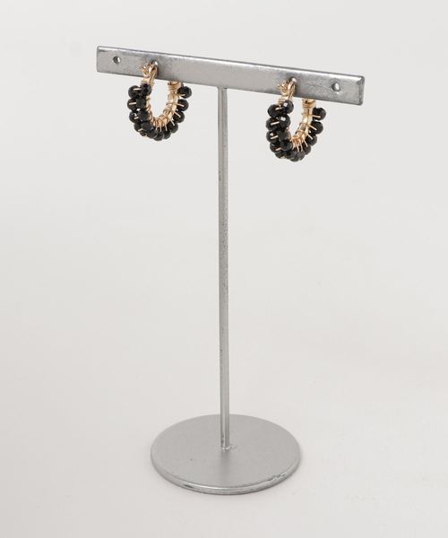 tone(トーン)の「【marinaJEWELRY】14kgf/AAA宝石質 Black Spinel wrapped pierced earring(ピアス(両耳用)・レディース・ブラック・M)」の2枚目の写真