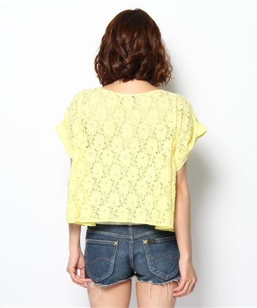 mystic（ミスティック）の「【mystic】 カラーレースT（Tシャツ/カットソー・レディース・オフホワイト/ベージュ/イエロー/ブラック・ﾌﾘ-）」の7枚目の写真