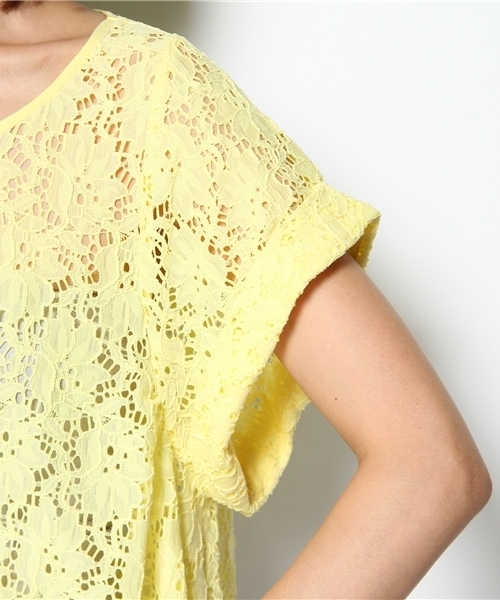 mystic（ミスティック）の「【mystic】 カラーレースT（Tシャツ/カットソー・レディース・オフホワイト/ベージュ/イエロー/ブラック・ﾌﾘ-）」の11枚目の写真