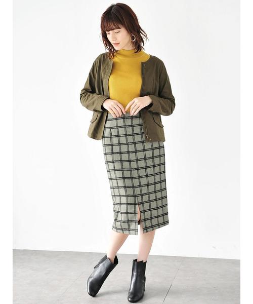 YECCA VECCA(イェッカヴェッカ)の「千鳥ブロック柄ナロースカート(スカート・レディース・ブラック・M/S)」の5枚目の写真