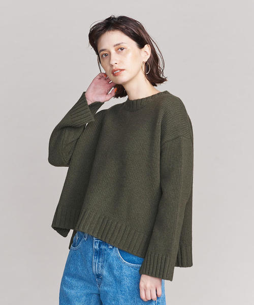 BEAUTY&YOUTH UNITED ARROWS（ビューティーアンドユースユナイテッドアローズ）の「BY ウールスリットクルーネックニット о（ニット/セーター・レディース・オリーブ/ライトグレー/オレンジ・FREE）」の7枚目の写真