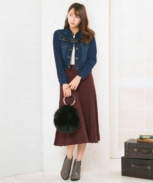 KOBE LETTUCE（コウベレタス）の「リブニットミディアム丈フレアスカート＊レディース/ミモレ丈/ボトムス[M2273]神戸レタス（スカート・レディース・ベージュ/ブラウン/ブラック・FREE）」の3枚目の写真