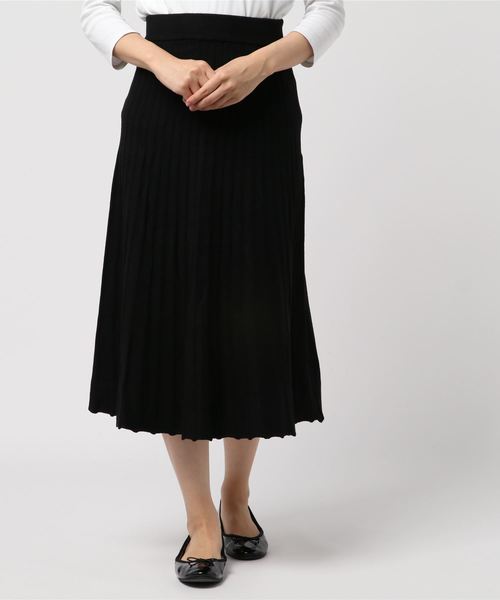 KOBE LETTUCE（コウベレタス）の「リブニットミディアム丈フレアスカート＊レディース/ミモレ丈/ボトムス[M2273]神戸レタス（スカート・レディース・ベージュ/ブラウン/ブラック・FREE）」の6枚目の写真