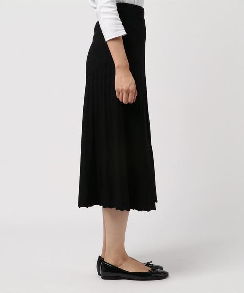KOBE LETTUCE（コウベレタス）の「リブニットミディアム丈フレアスカート＊レディース/ミモレ丈/ボトムス[M2273]神戸レタス（スカート・レディース・ベージュ/ブラウン/ブラック・FREE）」の5枚目の写真