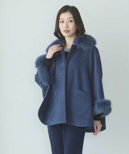 Amazon | [miniministore] ファー付きケープコート レディース