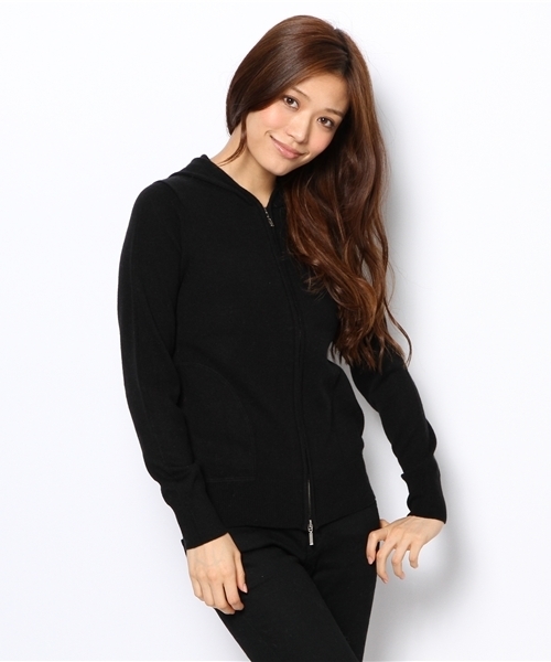 Demi-Luxe BEAMS（デミルクス ビームス）の「Demi-Luxe BEAMS / カシミヤ ジップ パーカー（ニット/セーター・レディース・ナチュラル/ブラック・ONE SIZE）」の13枚目の写真