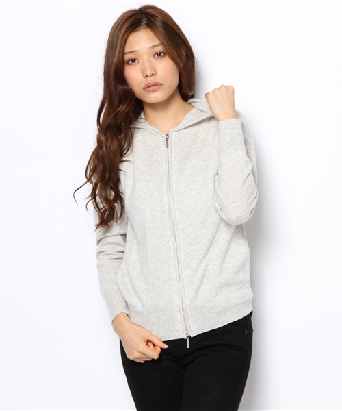 Demi-Luxe BEAMS（デミルクス ビームス）の「Demi-Luxe BEAMS / カシミヤ ジップ パーカー（ニット/セーター・レディース・ナチュラル/ブラック・ONE SIZE）」の14枚目の写真