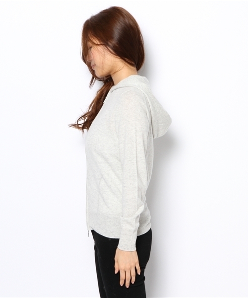 Demi-Luxe BEAMS（デミルクス ビームス）の「Demi-Luxe BEAMS / カシミヤ ジップ パーカー（ニット/セーター・レディース・ナチュラル/ブラック・ONE SIZE）」の4枚目の写真