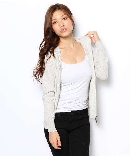 Demi-Luxe BEAMS（デミルクス ビームス）の「Demi-Luxe BEAMS / カシミヤ ジップ パーカー（ニット/セーター・レディース・ナチュラル/ブラック・ONE SIZE）」の6枚目の写真