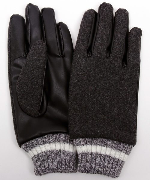 ８(eight)（エイト）の「メルトン ウール PUレザー 手袋 スマホ対応（手袋・メンズ・ブラック/ネイビー/グレー・FREE）」の2枚目の写真