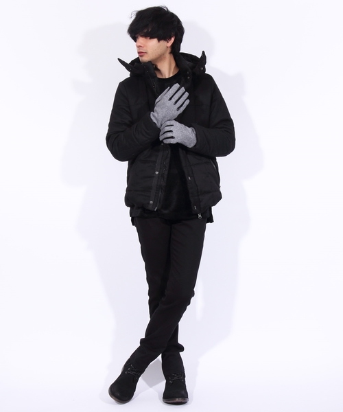 ８(eight)（エイト）の「メルトン ウール PUレザー 手袋 スマホ対応（手袋・メンズ・ブラック/ネイビー/グレー・FREE）」の4枚目の写真