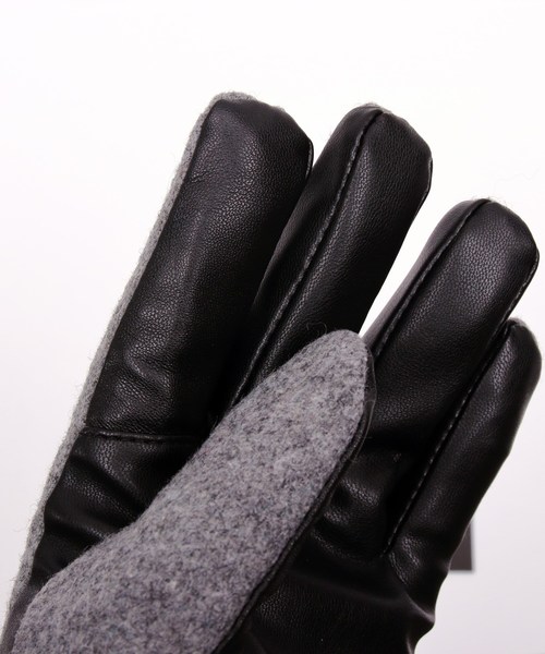 ８(eight)（エイト）の「メルトン ウール PUレザー 手袋 スマホ対応（手袋・メンズ・ブラック/ネイビー/グレー・FREE）」の18枚目の写真